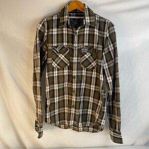Super dry co. Inc Japan plaid blue green size small